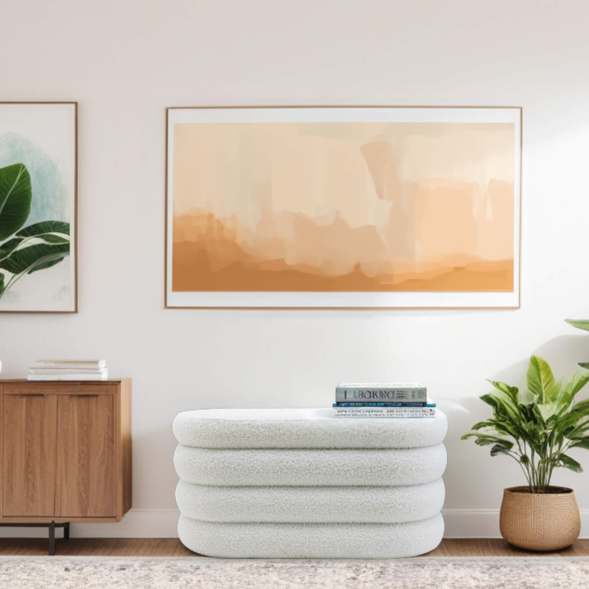 Rebecca Mobili Cassapanca Pouf, Pouf Ovale Lungo, Bianco, Tessuto Poliestere MDF, con Vano Contenitore, per Salotto Camera da Letto - Misure HxLxP: 38 x 76 x 38 cm - Art. RE7054