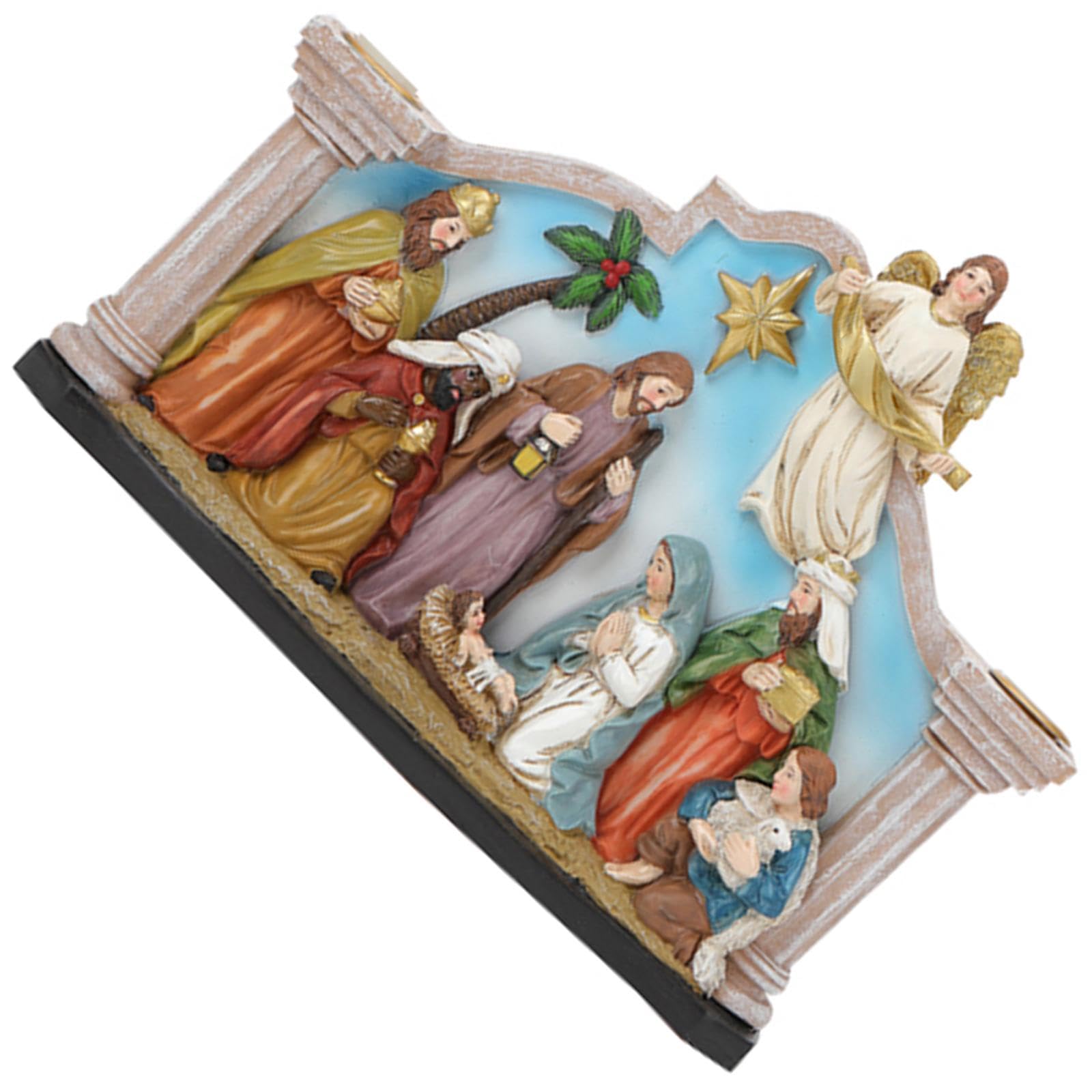 Belén Adviento Decoración Vela Portavelas Sagrada Escena Familia y Soporte Navidad Religioso Calendario Decorativo