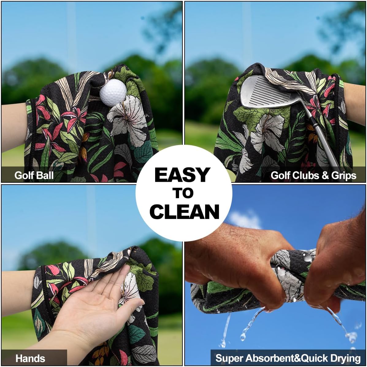 montela golf Towel Magnetic Golf Towel for Golf Bags with Clip for Men & Women，Microfiber Fabric Waffle Pattern Golf Towels for Strong Hold to Golf Carts or Clubs
