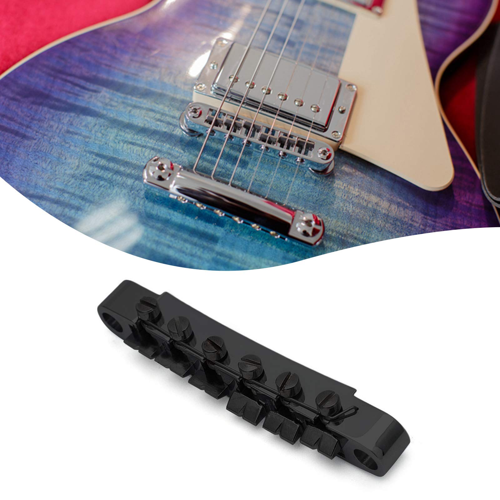 Guitar Tune-O-Matic Saddle Bridge BM003 And Vintage Stop Bar Lock TP6 Tailpiece Combo Replacement Compatible With Gibson Les Paul LP SG Style 6 Strings Electric Guitar (Golden/chrome/Black) (Glod - Foto 8