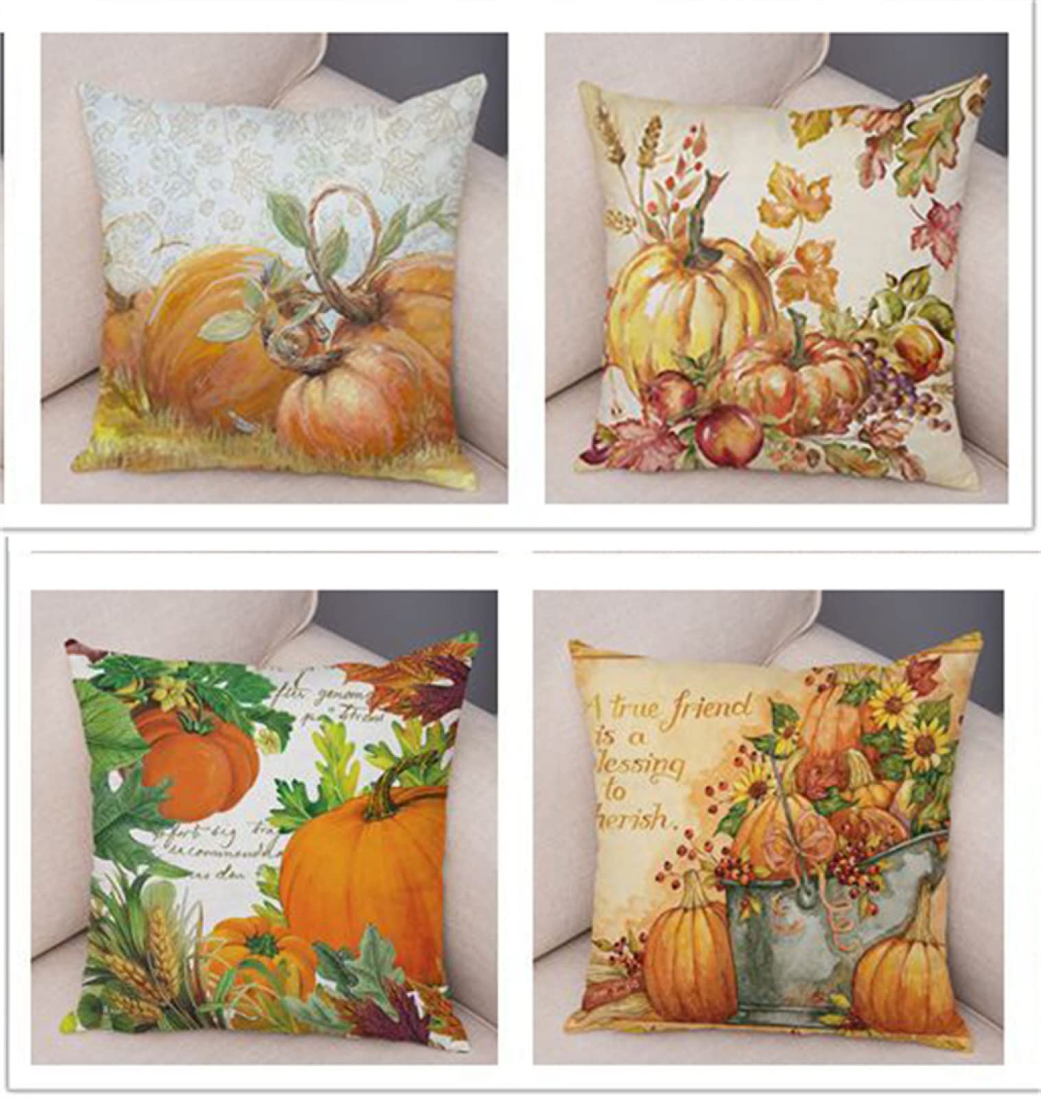 Coussin Extérieur 60x60cm Citrouille Imperméable pour Ambiance Salon de Jardin Cocooning