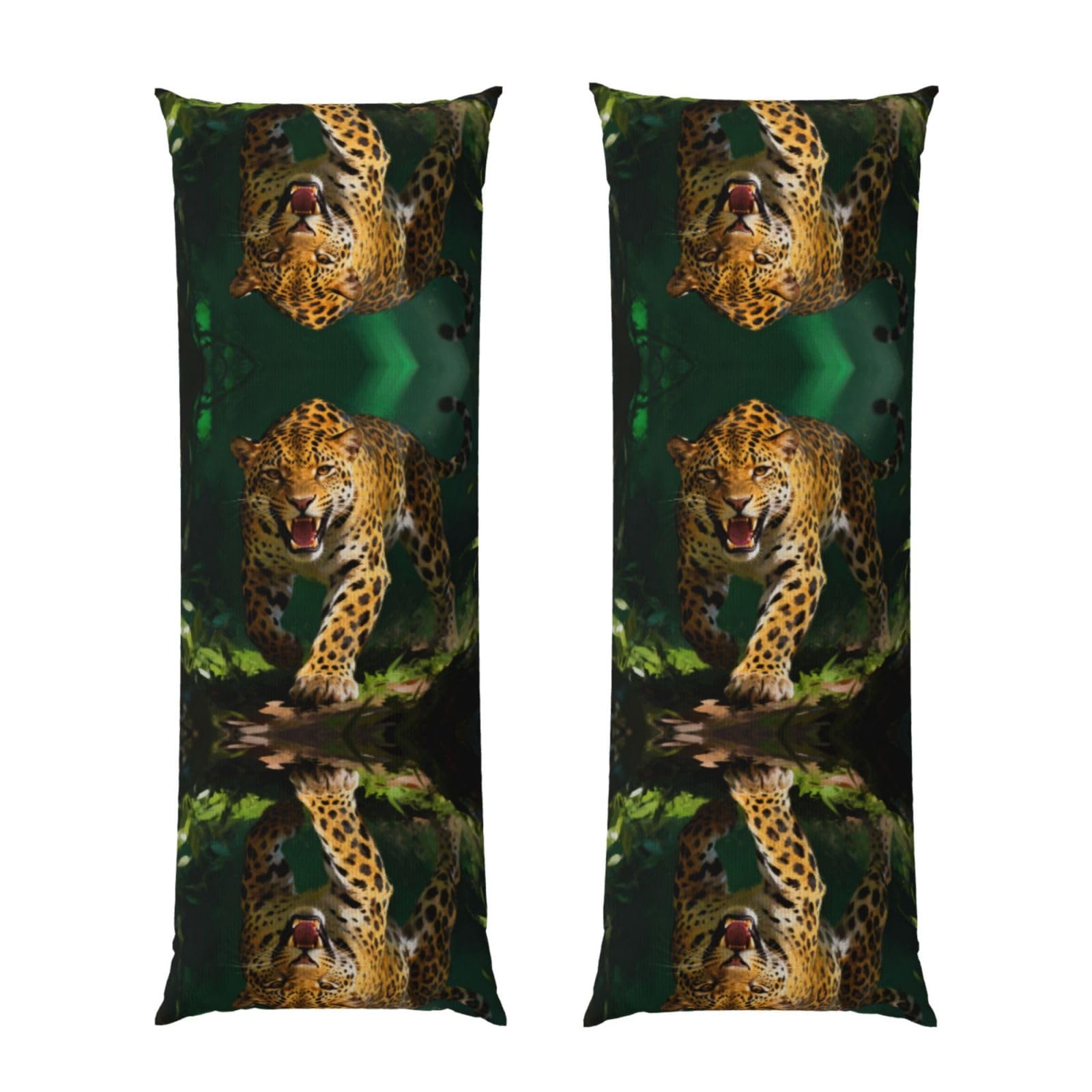 leopard Body Pillowcase 20x60-Ultra Soft Plush Long Pillow Cover with Hidden Zip for Sleeping