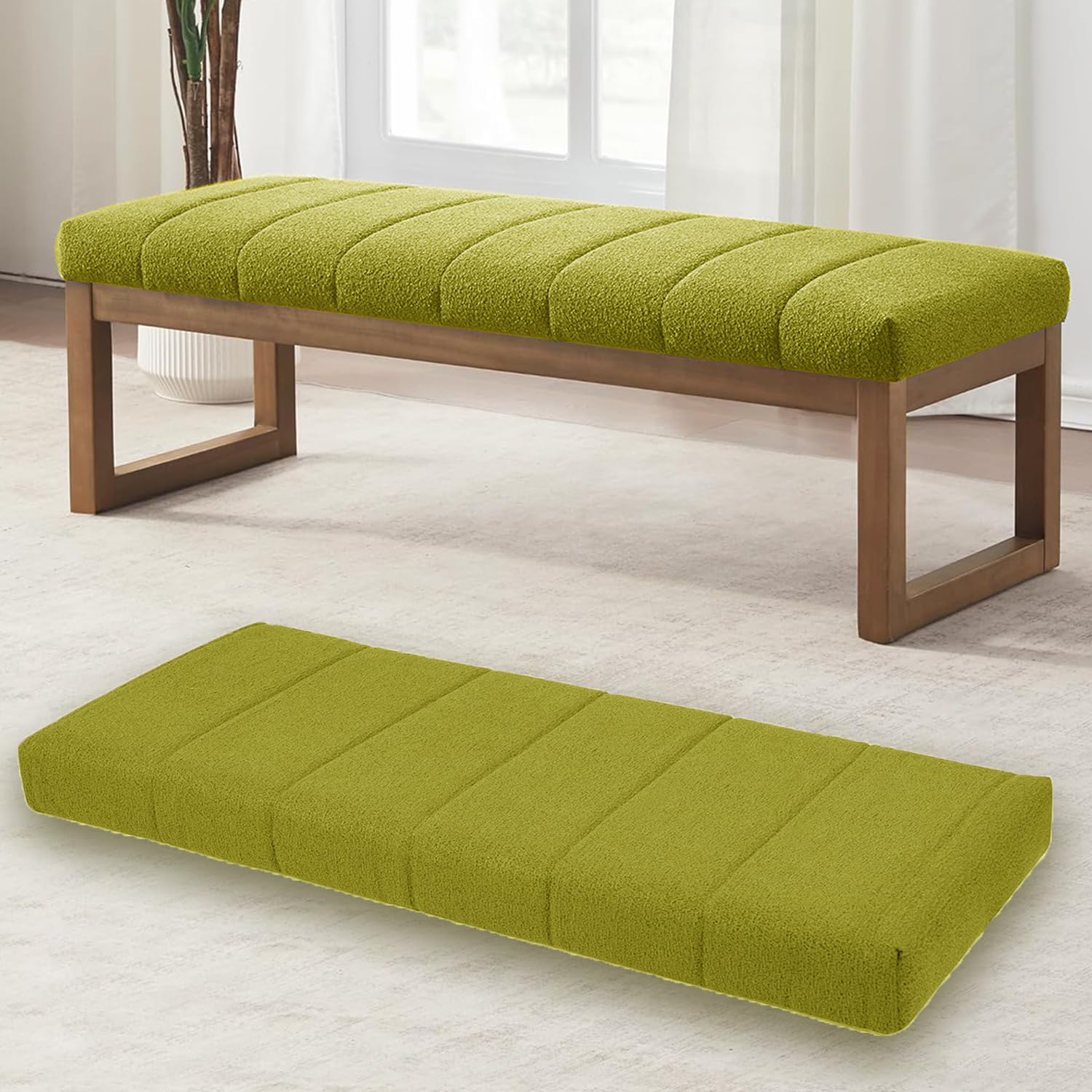 Matcha Green siedzisko na oknie, pluszowy pluszak, poduszka outdoorowa, gruba piankowa sofa, podkładka do odnawiania z możliwością prania, ławka, 80 x 55 cm