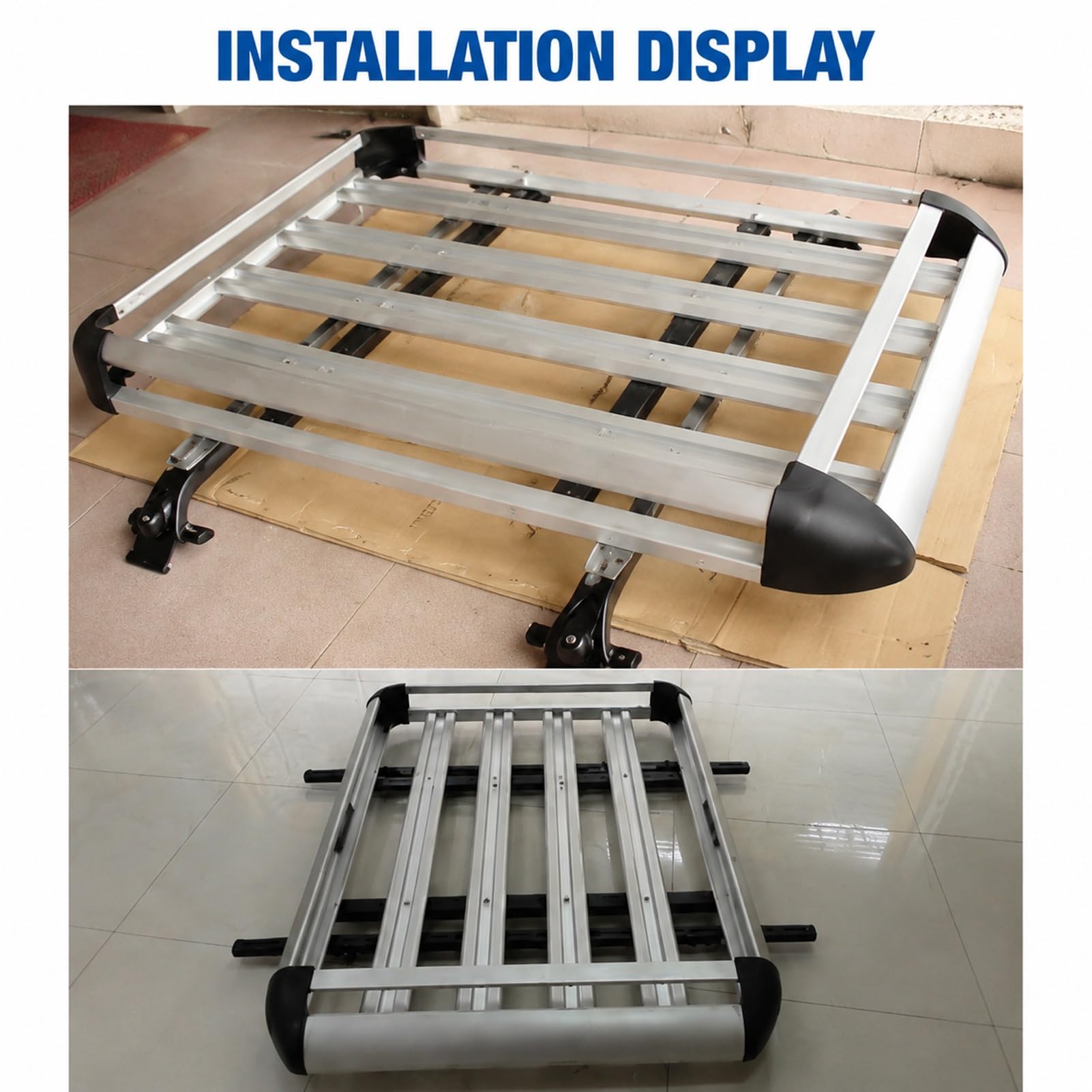 Cesto Portatutto Tetto Auto-Struttura Doppia per Attrezzatura Outdoor | Deflettore Anteriore Aerodinamico,Riduce Resistenza al Vento e Rumori,Struttura Adatta ai Viaggi(Black,160x100cm)