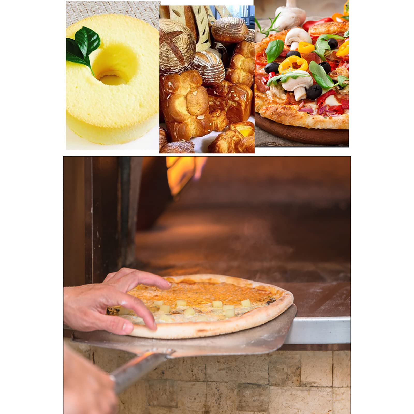 Largo Profesional Pala para Pizzas Aluminio, Pala para Pizza Horno, con Ligero y antideslizante Madera Mango, para Parrillas interiores y exteriores DIY pizza piedra (12?,Short)