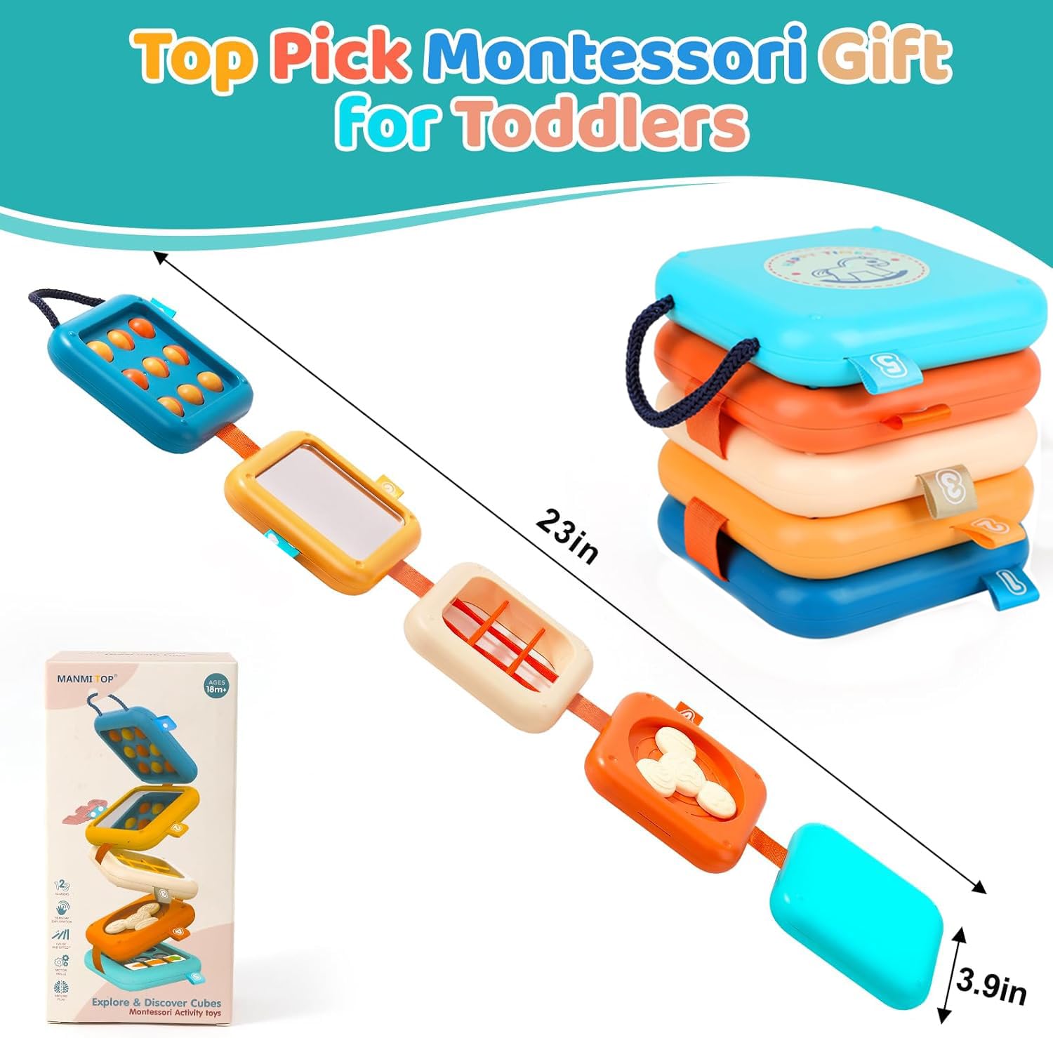 Toddler Travel Toys,Activity Cube,Baby Busy Board,Travel Toys for Toddlers on Plane Montessori Activity toys - Image 4