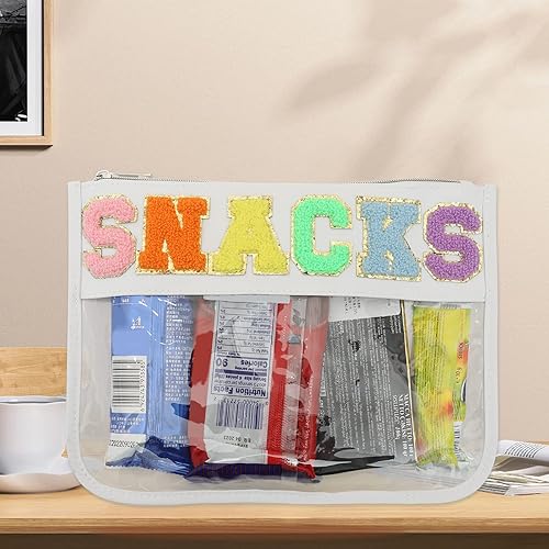 Miniatura 6 de BCRMPT Bolsa de felpilla con letras, bolsa plana transparente, multiusos de PVC y nailon, bolsa de cosméticos transparente, bolsa de maquillaje de