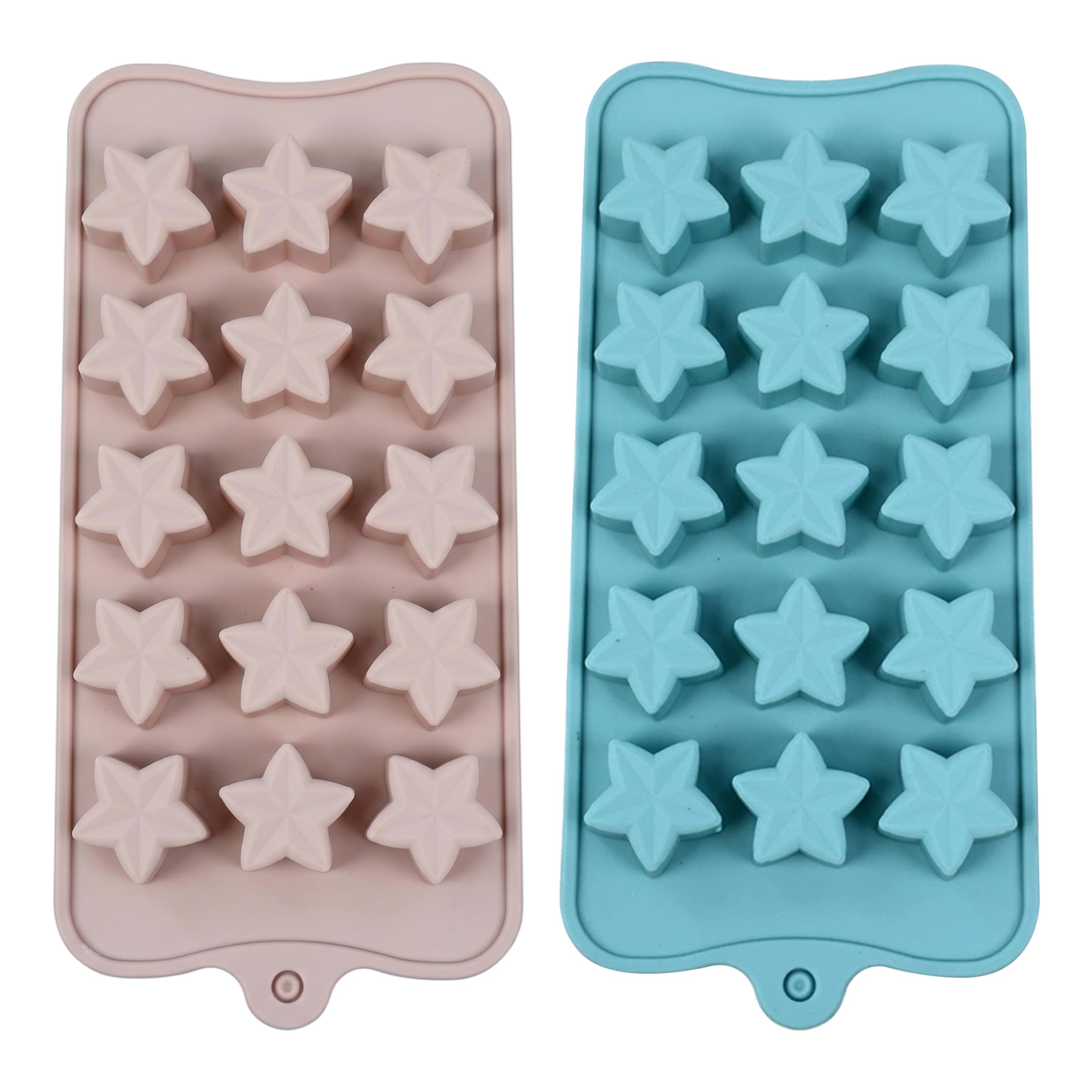 Nukinp Star Ice Cube Tray, 2pcs 15-cavity Star Ice Mold, Reusable Food-grade Silicone Molds For Baking & Freezing