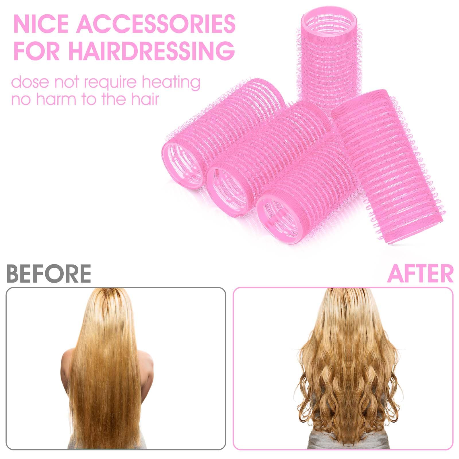 18pcs Self Grip Hair Rollers with Small Comb,Heatless Hair Curler,Plastic Rose Red Small Hair Rollers for Pro Salon Hairdressing and DIY Hairstyles (0.98 X 2.44 Inch) - Image 3