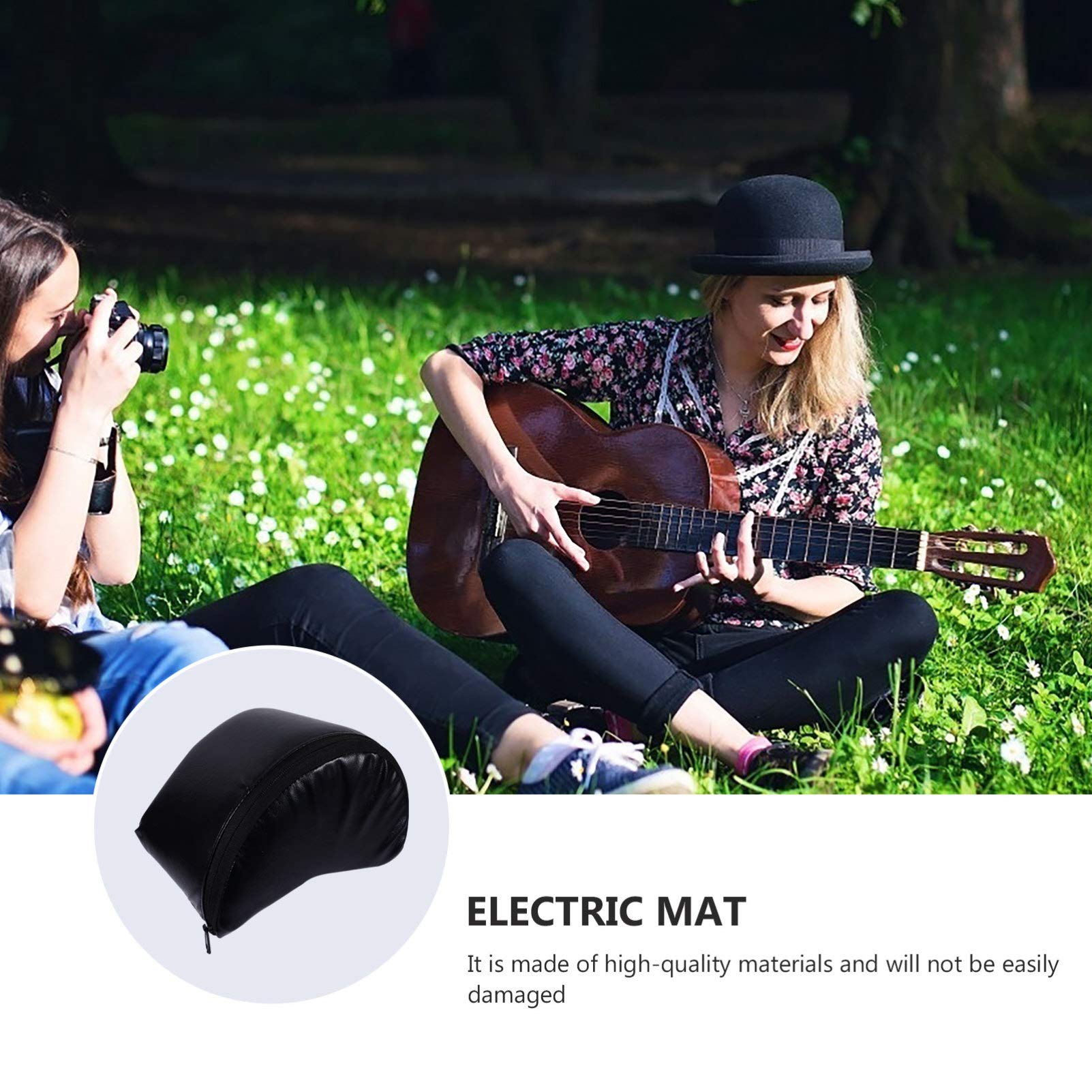 Elektrische Gitarre Zubehör Praktische Gitarre Kissen Gitarre Bass Pad PU Leder Abdeckung Eingebaute Schwamm Konturierte Gitarre Bass Kissen für Klassische E-Gitarre (Schwarz) Arch Support