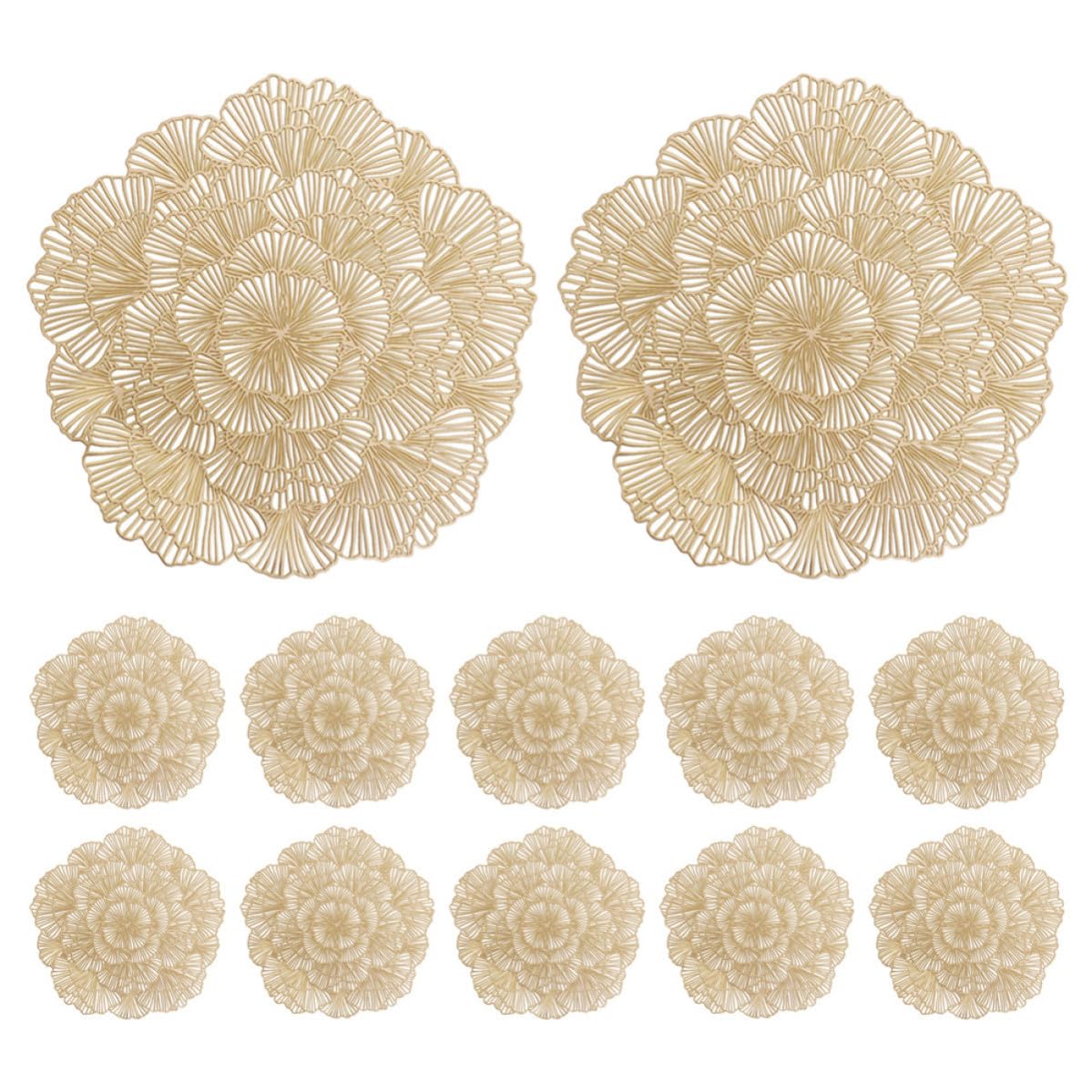 12 Pezzi Tovaglietta Riutilizzabile a Foglia di Ginkgo, PVC