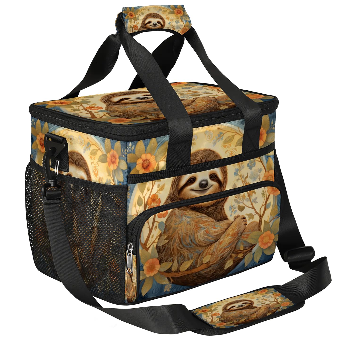 Lunch Box for Men Heavy Duty Insulated Lunch Bag for Women Sloth Flower Lunchbox for Adults Lunch Cooler