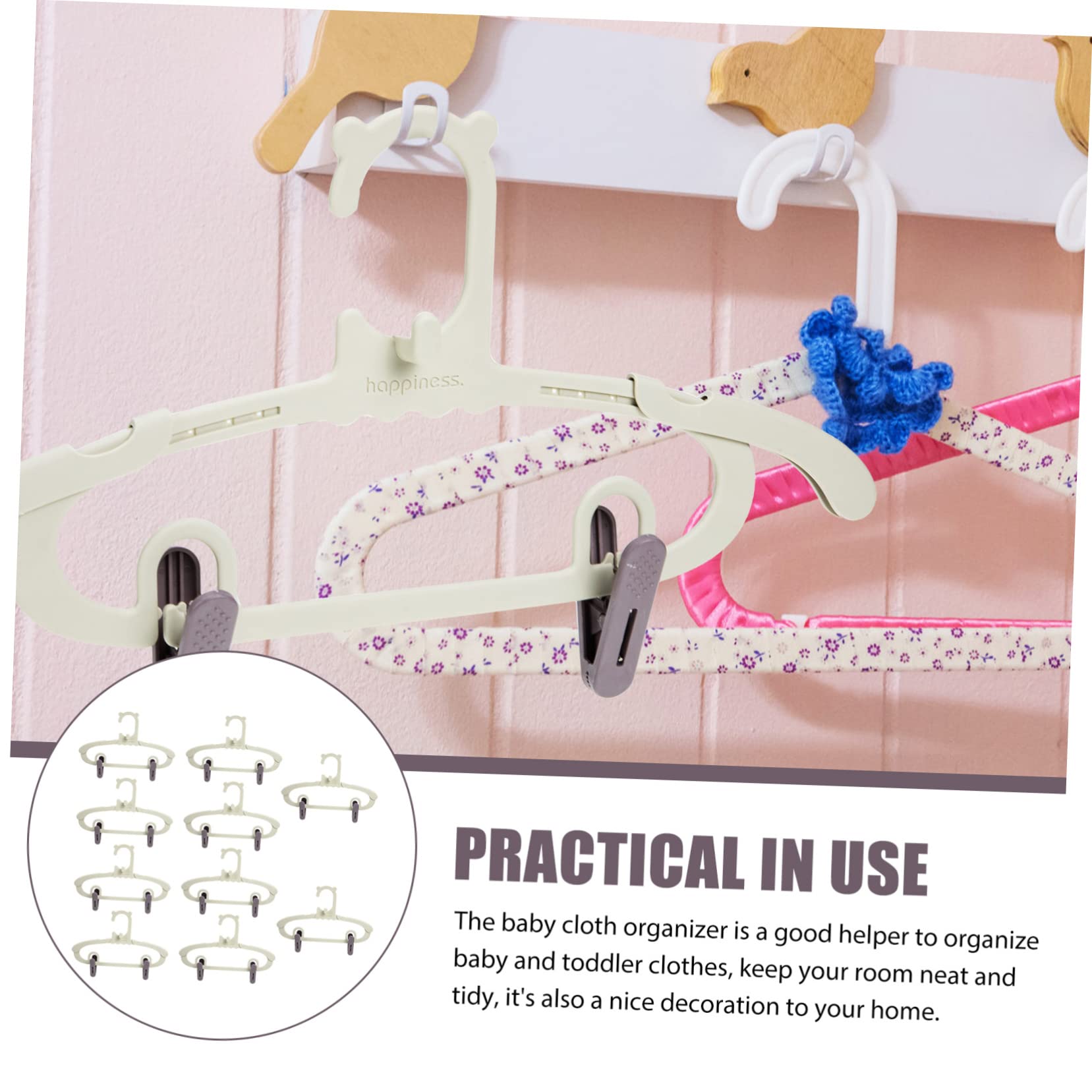 Juego de Perchas Infantiles Retráctiles de Plástico PP Diseño Simple, Ahorra Espacio en Armario y Hogar para Ropa de Niños