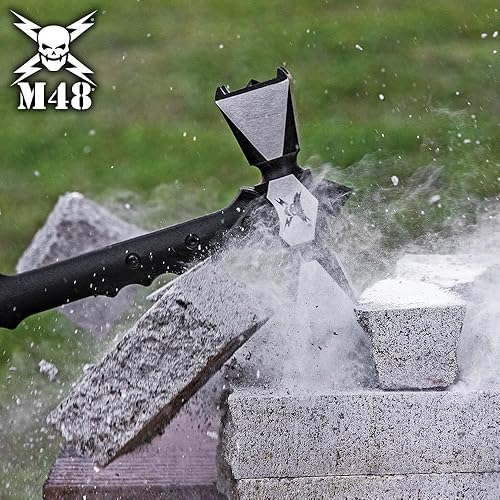 Miniatura 7 de M48 Martillo de guerra de doble cabeza XL y funda - Cabeza de acero inoxidable 2Cr13, puntos de penetración, revestimiento de óxido negro, mango