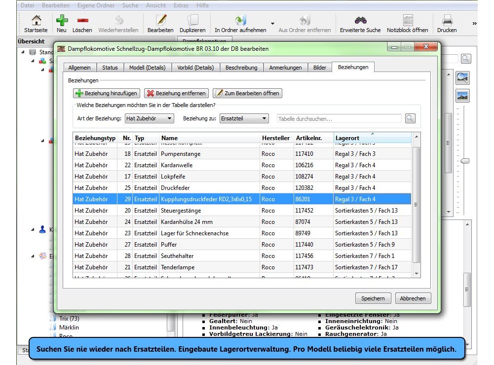 Stecotec Modellbahn-Verwaltung Software Katalog Datenbank Zubehör