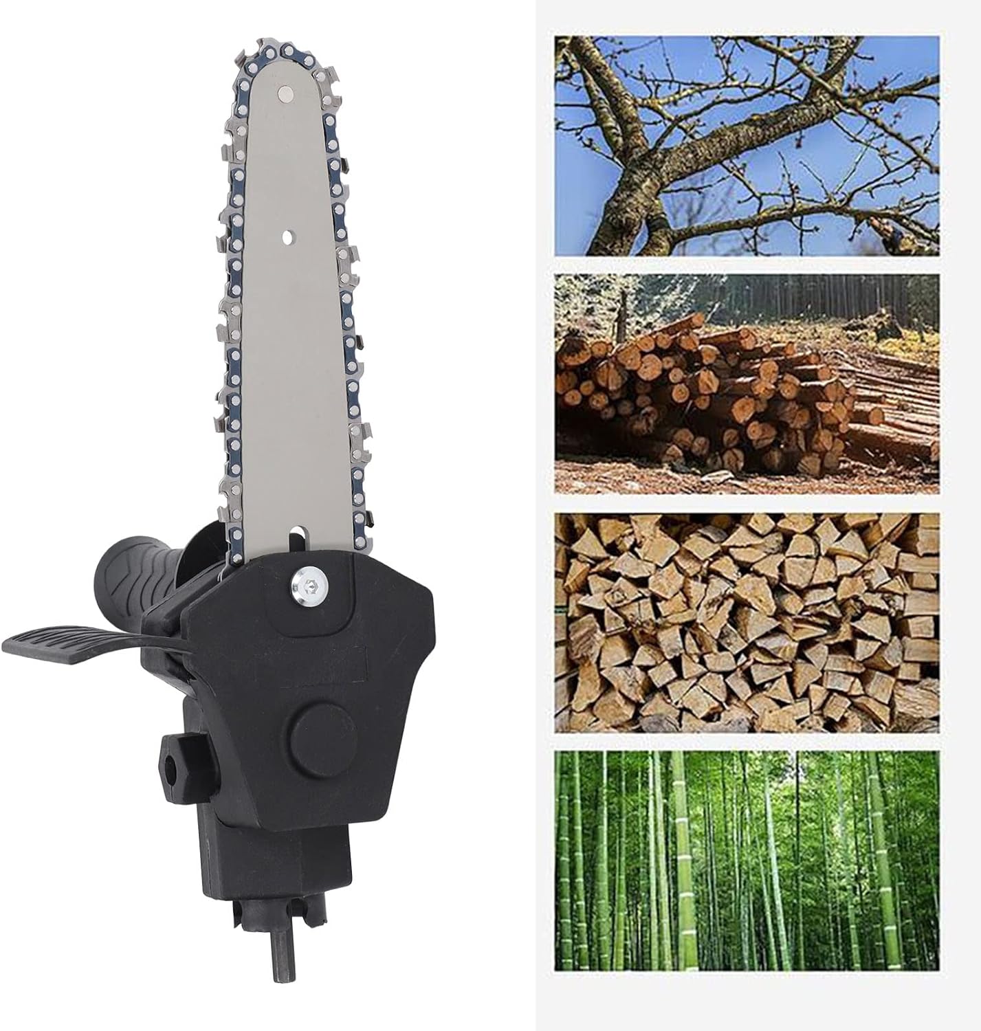 Tyenaza Electric Chainsaw Modification Tool, Electric Drill to Chainsaw Adapter with Wrench and Chain for Wood Cutting 6inch