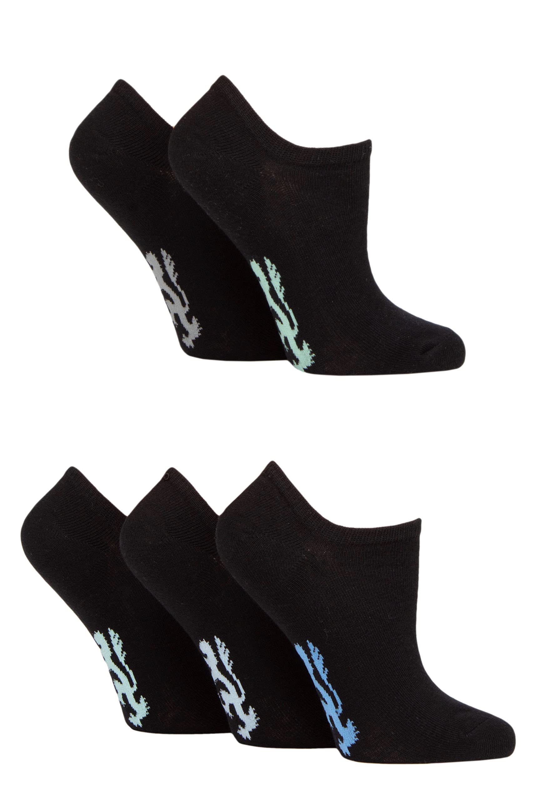 Pringle of Scotland Kids 5 Pack Trainers Socks Womens Black 4-8