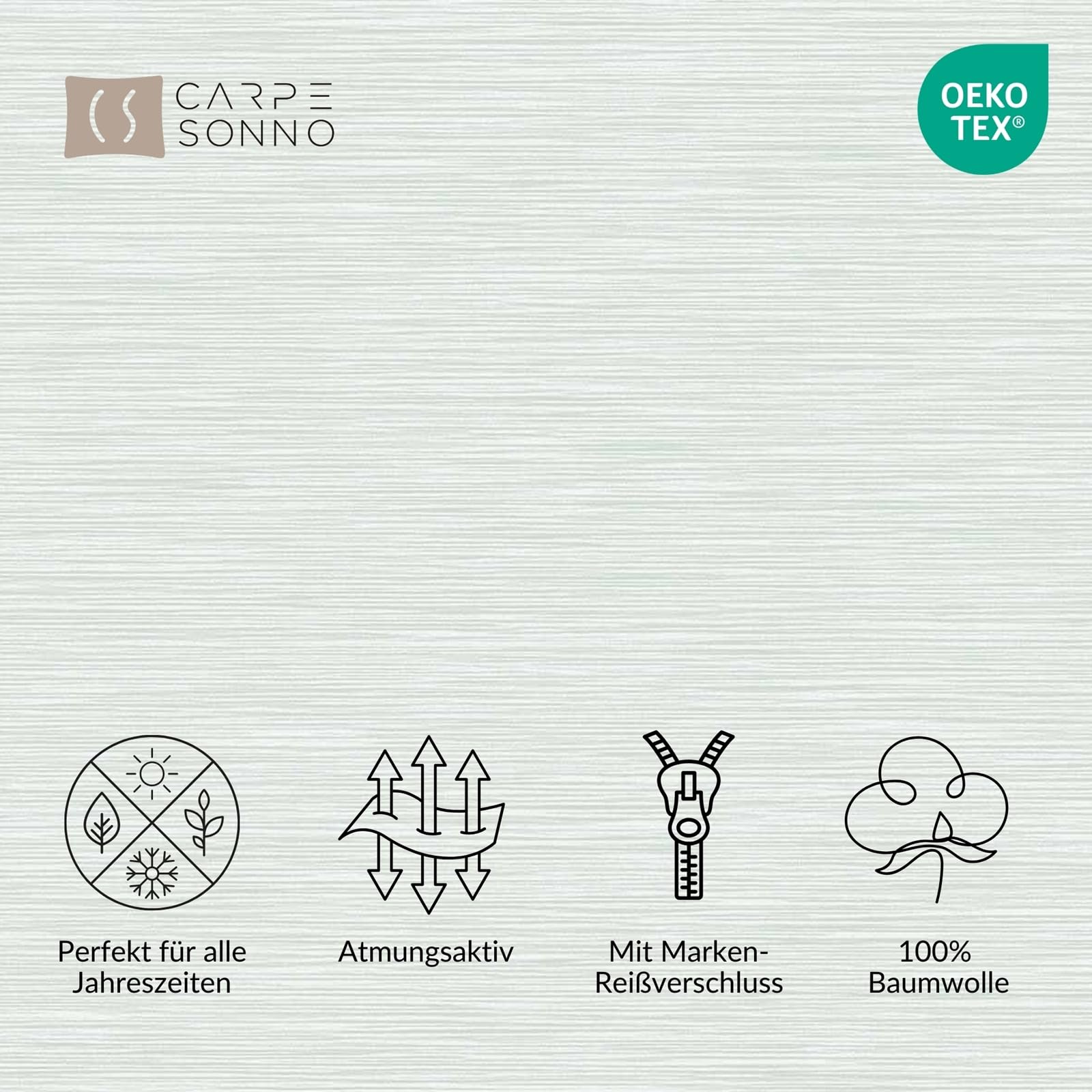Carpe Sonno Renforce Bettwäsche 155x200 cm Hotelqualität – Grün Baumwolle | Bettbezug aus 100 % gekämmter Baumwolle in feiner Hotelqualität | mit Reißverschluss + Kissenbezug 80x80 | atmungsaktiv