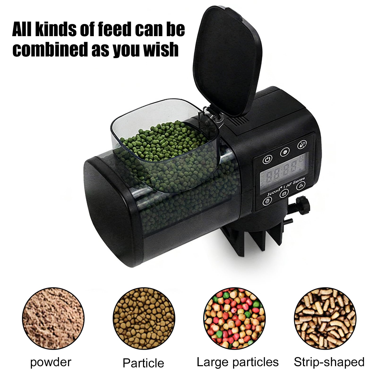 Mangiatoia automatica per acquario, 500 ml, mangiatoia automatica per pesci, mangiatoia automatica per acquario, con controller display LCD, mangiatoia per pesci e acquari