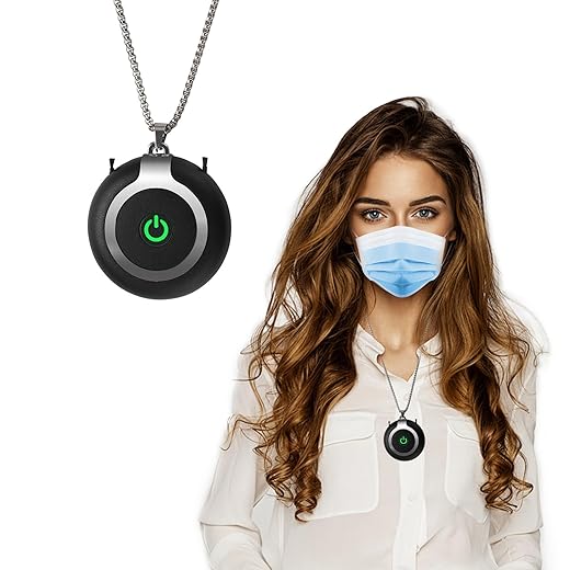 Rechargeable Ionizer Air Purifier, Wearable Air Purifier, Mini Necklace Air Purifier for Home, Kitchen, Portable Travel Air Cleaner with Carbon Fiber for Smell, Office, Bedroom, Kitchen-Black