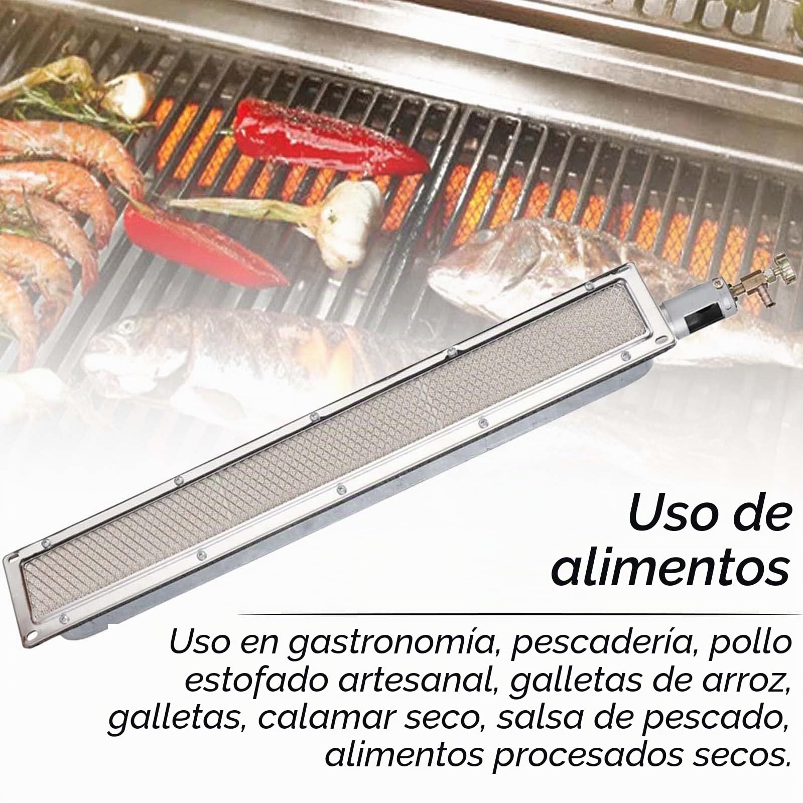 Barbacoa de infrarrojos lateral quemador de gas, quemador de gas, parrilla de gas, elemento calefactor de cerámica, para cocinar, asar, camping, 57 x 9,5 cm
