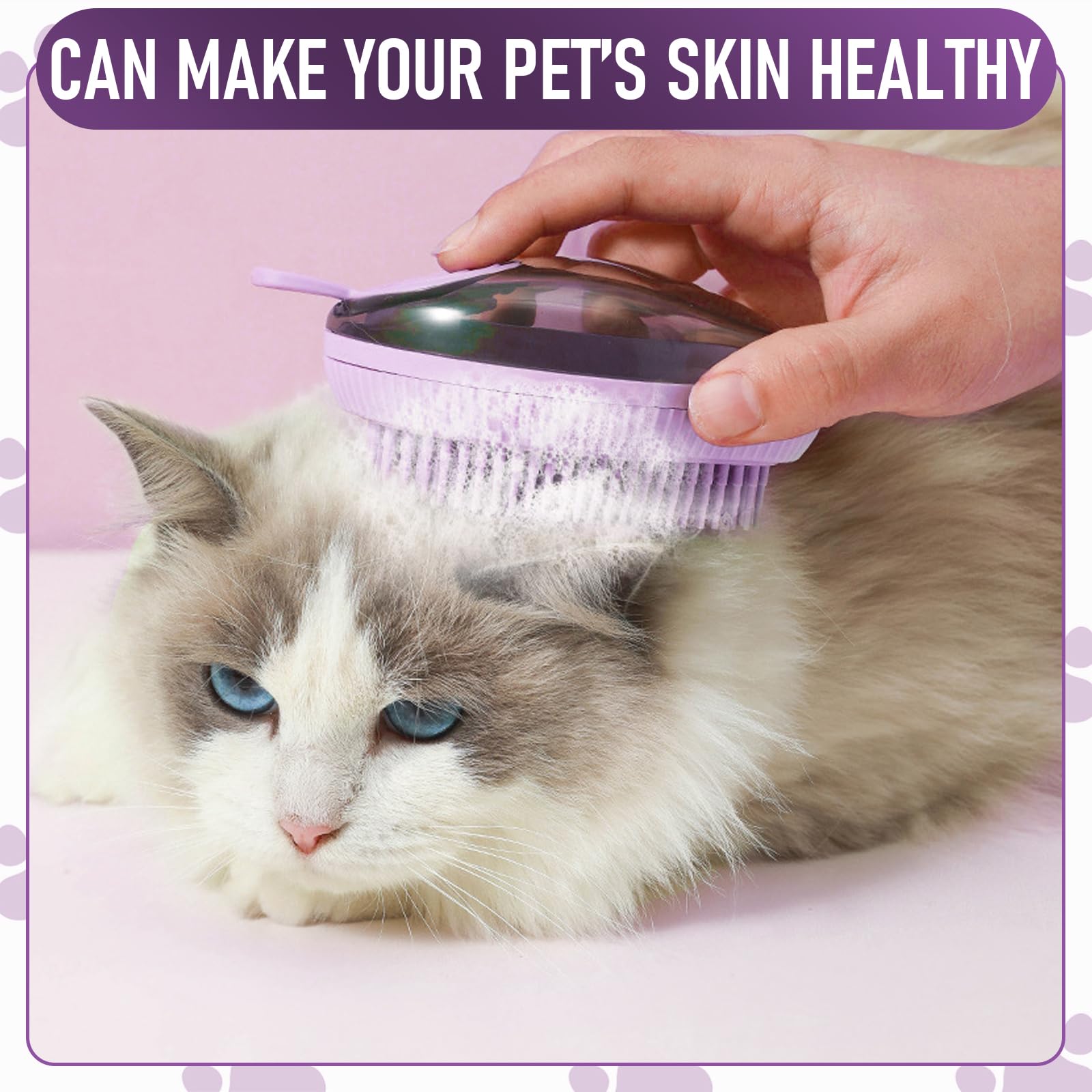 Brosse de Bain en Silicone Souple pour animaux de compagnie Accessoire de Toilettage avec Réservoir et Distributeur d'Eau et Shampoing Massage pour Chiens & Chats à Poils Courts/Longs
