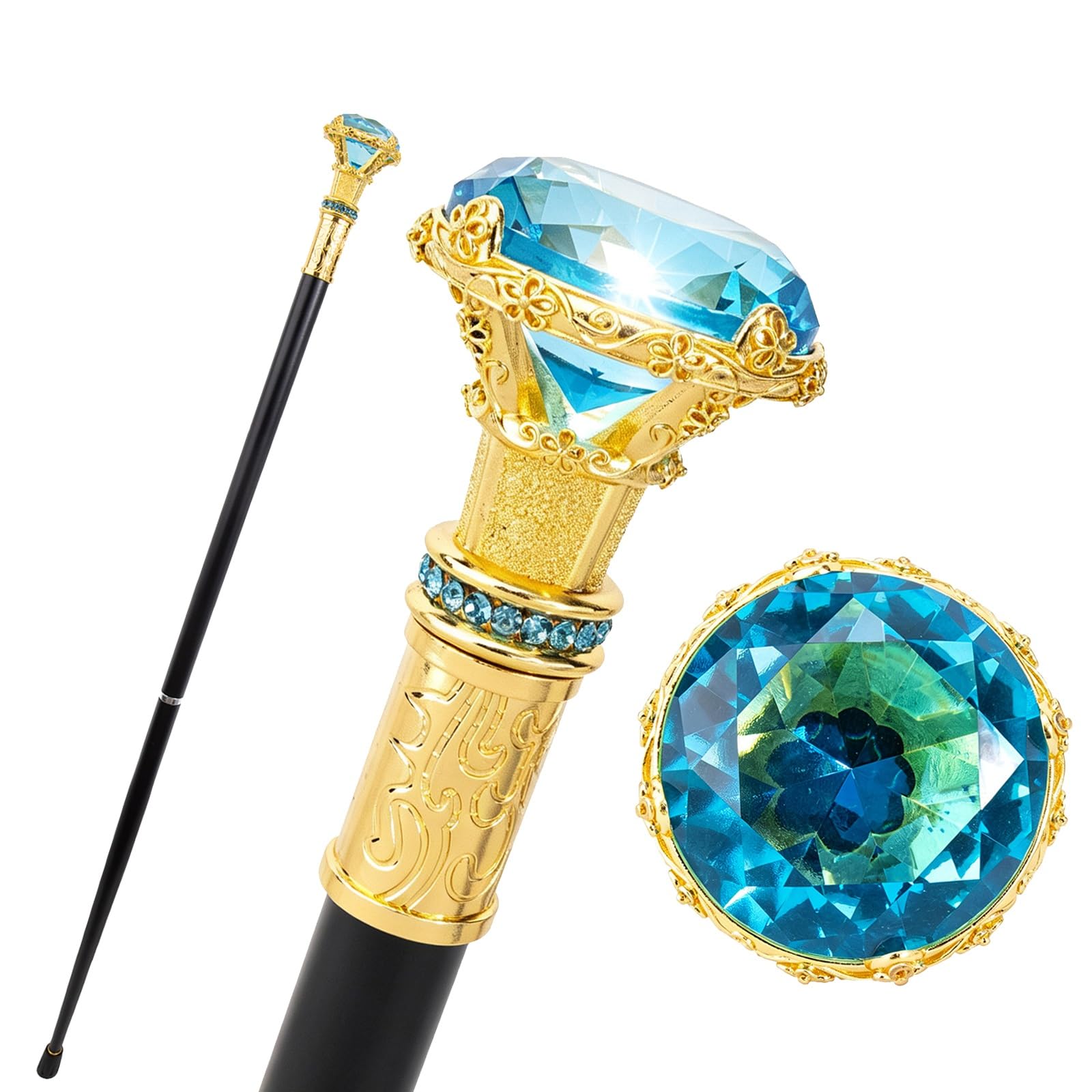 Bastón de Paseo Dorado Tipo Diamante, Bastón Decorativo de Moda