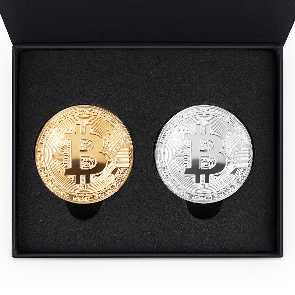 Amazon | ゴールド+シルバー、Bitcoin記念コイン（2個入りbitcoinアメリカコイングッズギフト仮想通貨btc  ゴールド+シルバー、（2個入り） 通販