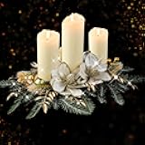 Cindeer 30 Inch Christmas Table Centerpiece Christmas Candle Holder for Dining Table Romantic Mantel Candle Holder Xmas Table Decoration Candelabrum for Holiday Party Fireplace Home (Gold)