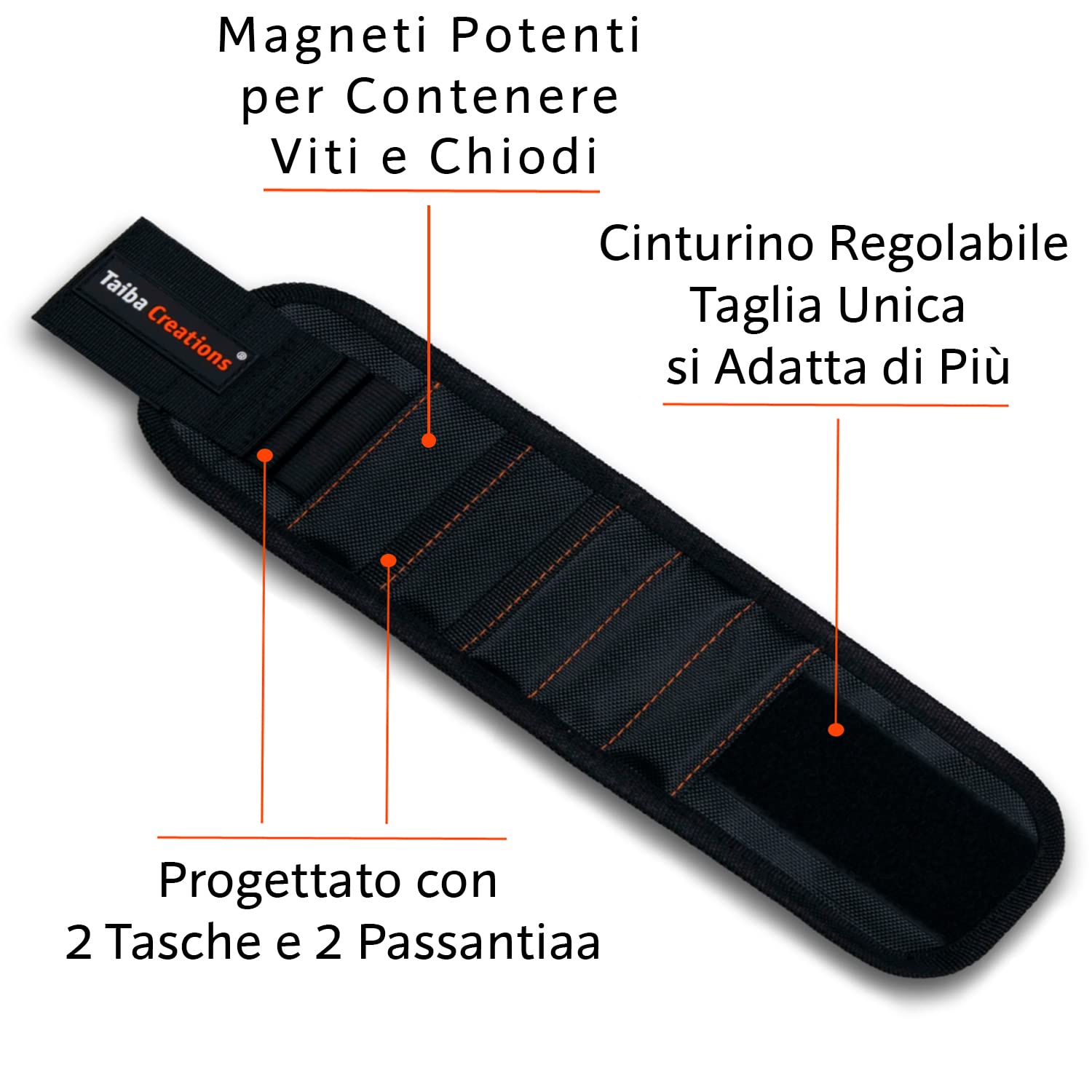 Regali per uomo, bracciale magnetico artigiano comprensivo di stick magnetico e matita per contenere viti e chiodi, idee regalo per la festa del papà, festa dell'uomo, compleanno, papà, gadget.
