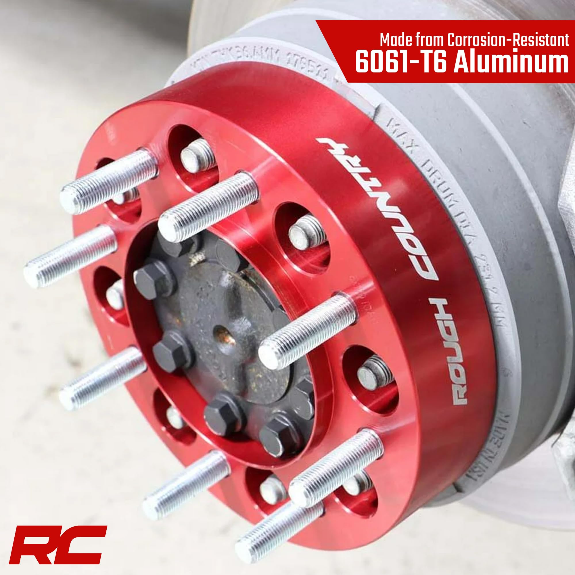 Rough Country 2" Wheel Spacers for Ford F-250/F-350 SuperDuty 4WD (2003-2026) - Fits 8x170mm Bolt Pattern, Anodized Red, 2 PCS