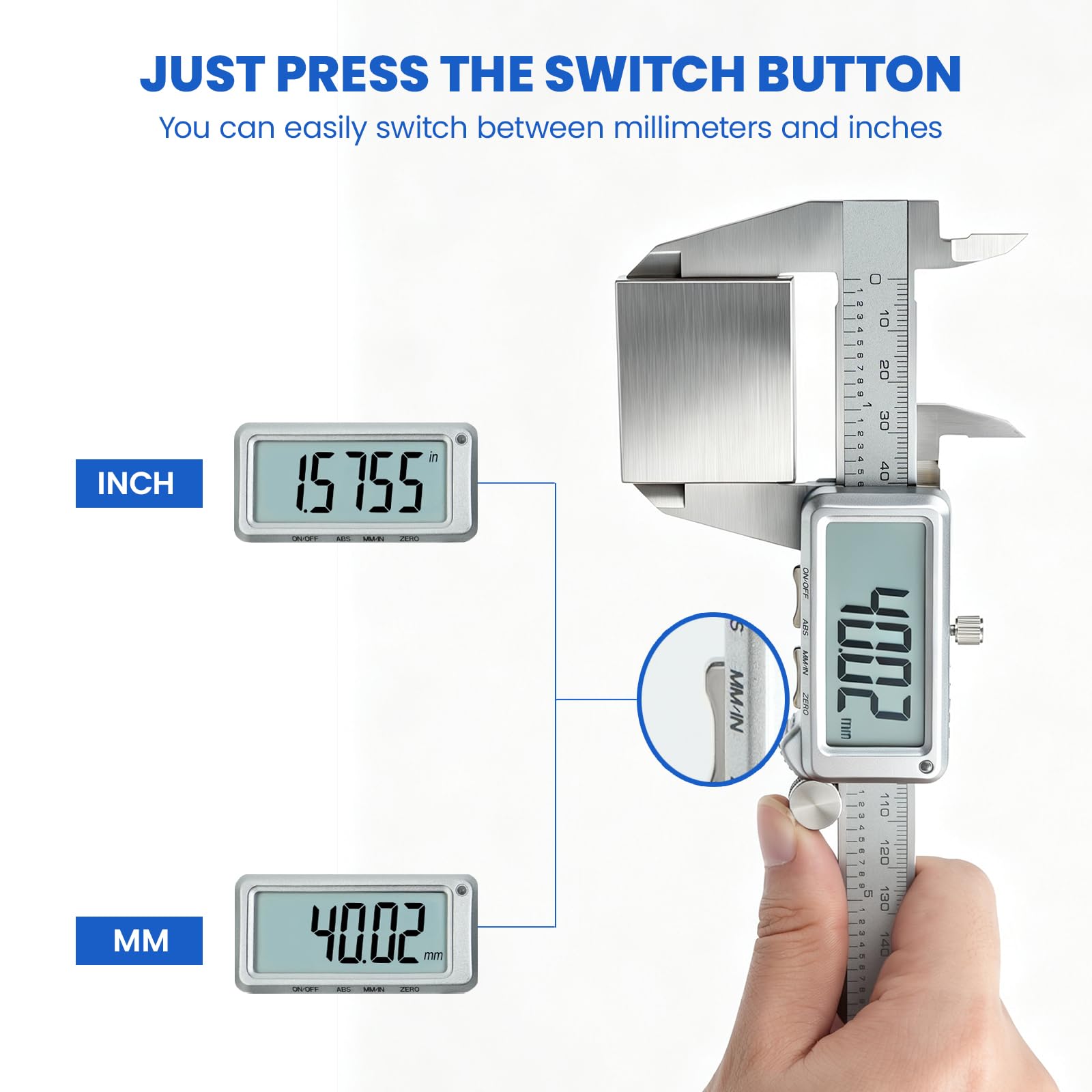 Digital Caliper 0-8 Inch - USB Rechargeable -6