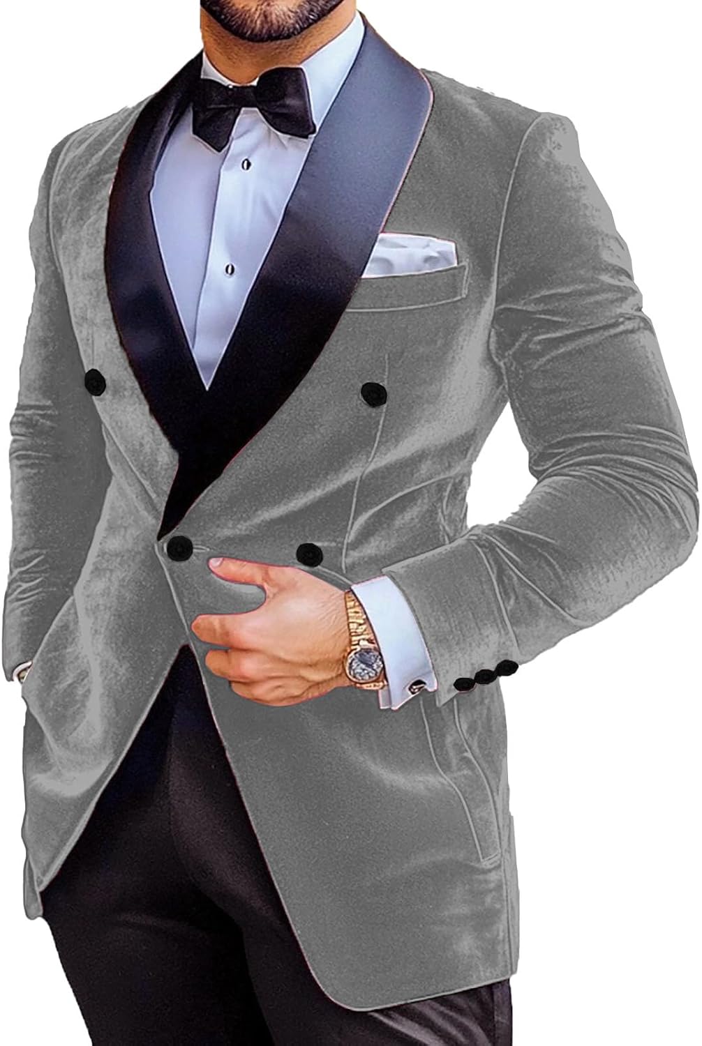 Mens Velvet Suit Blazer Double Breasted Christmas Jacket Prom Tuxedo Coat Shawl Lapel Wedding Party Dinner