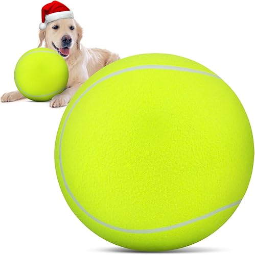 QDAN Pelota de tenis gigante grande para perros pelotas prémium de 9.5 pulgadas para perros para jugar al aire libre, perro, pelota de tenis grande