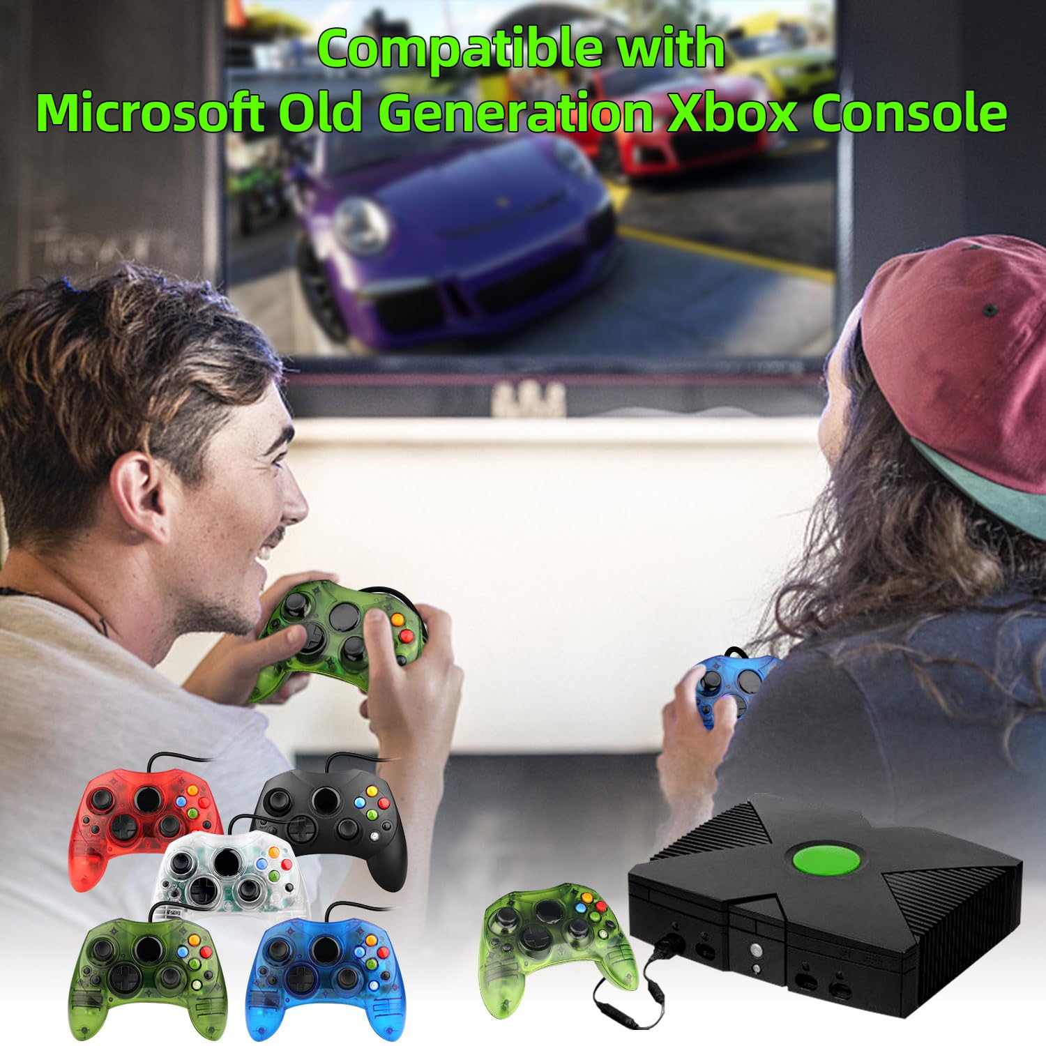 OSTENT Wired Controller Gamepad Joystick S Type 2 A pour Microsoft Old Generation Console Xbox Jeux vidéo Couleur Vert