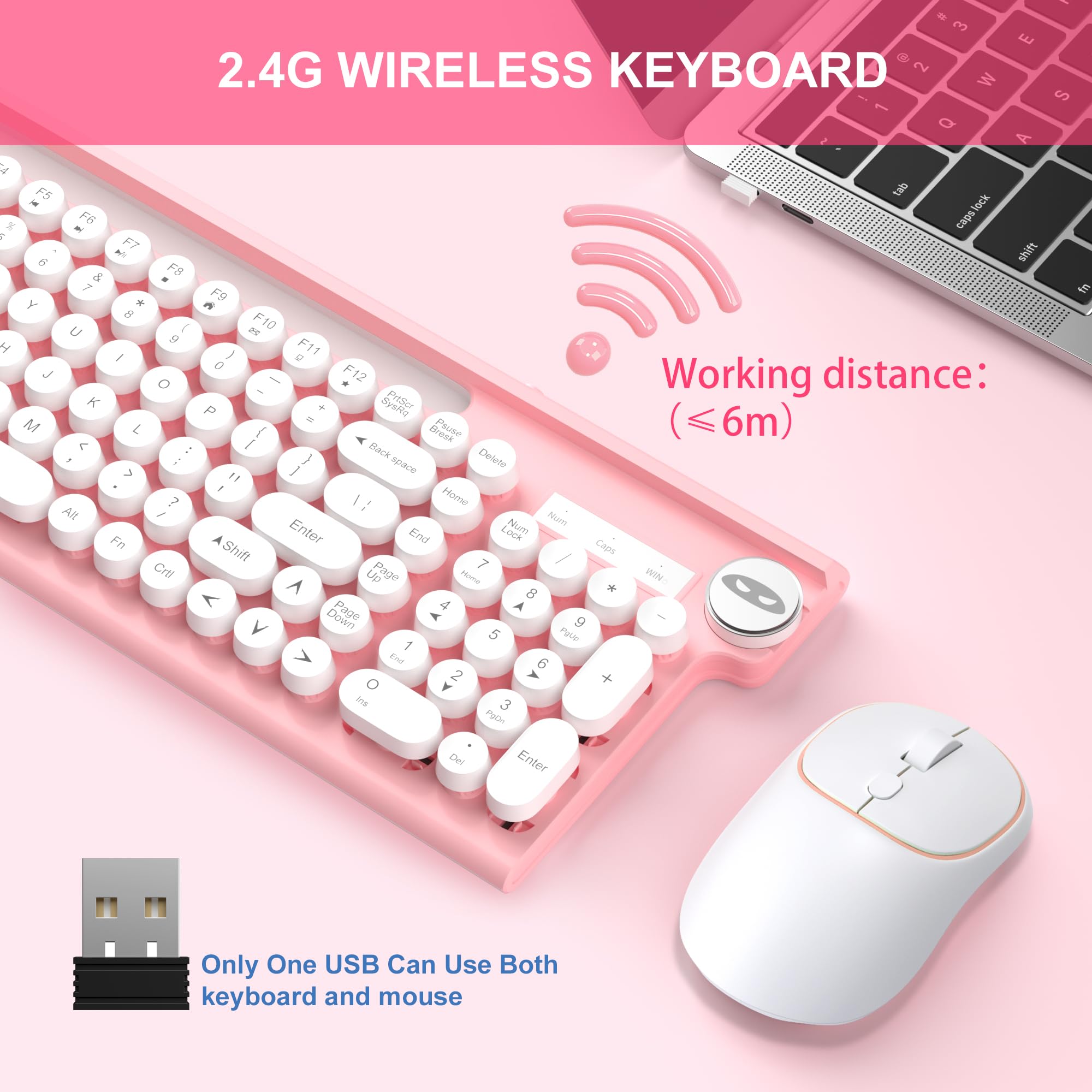 Amazon.com: Pink Wireless Keyboard and Mouse Combo, MageGee 2.4G