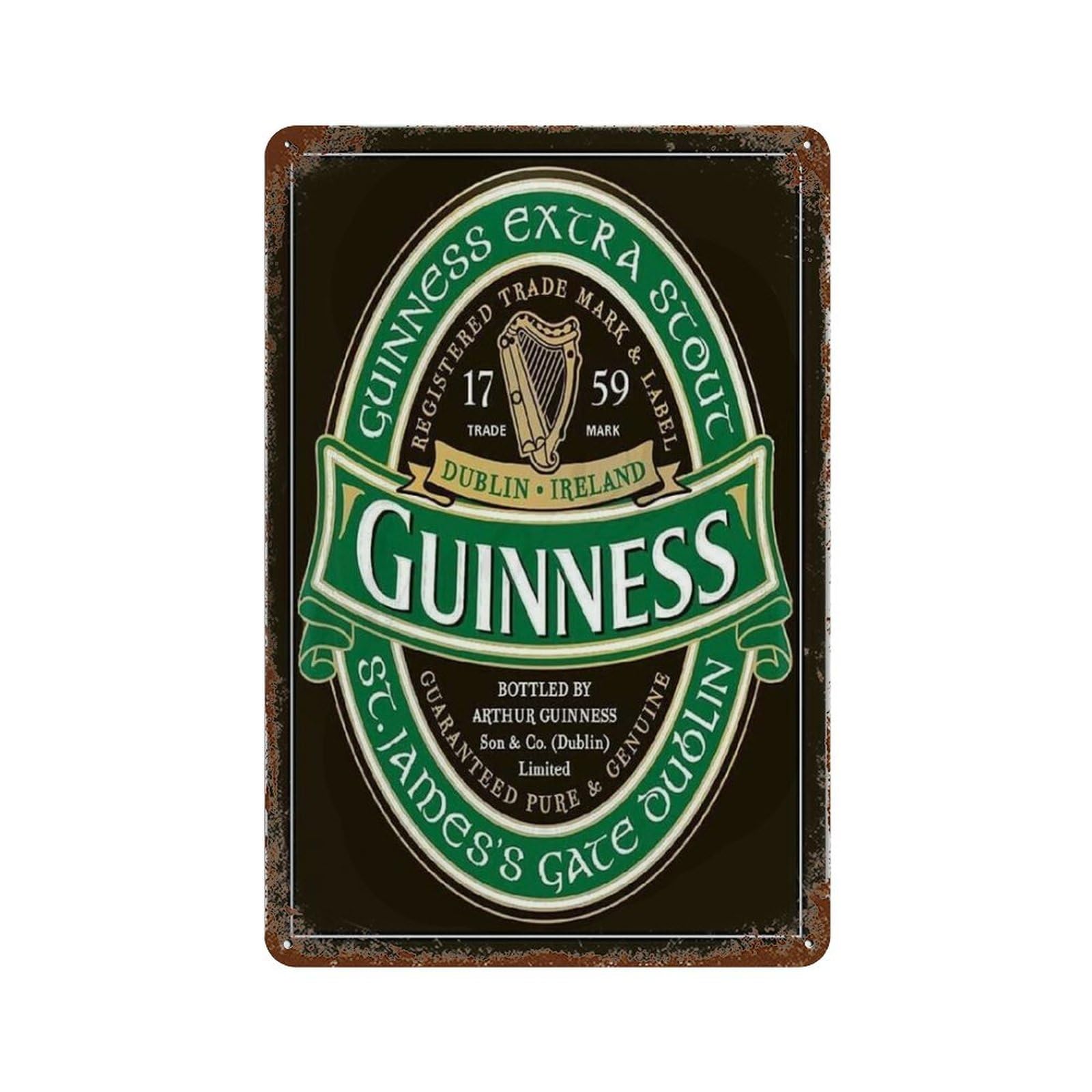 YYHMKBYY Vintage Tin Sign - Guinness Pub Metal (iron), tinplate - 15x30cm (6x12 inch) - Wall Art