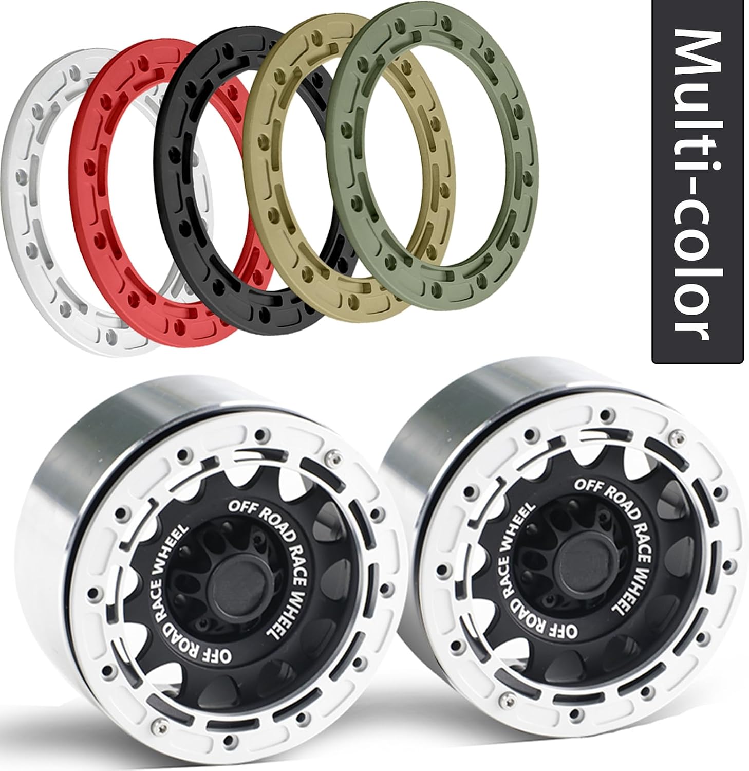 2.6” Beadlock Wheel Rims 4pcs for Scale RC Off Road Race, Use for OD 135mm Tires, Stamped Steel Wheel with 17mm/12mm Hexes Compatible with MJX H8H MK07 KM4 4082/83 1/7 1/8 1/10 Off Road Crawler Car