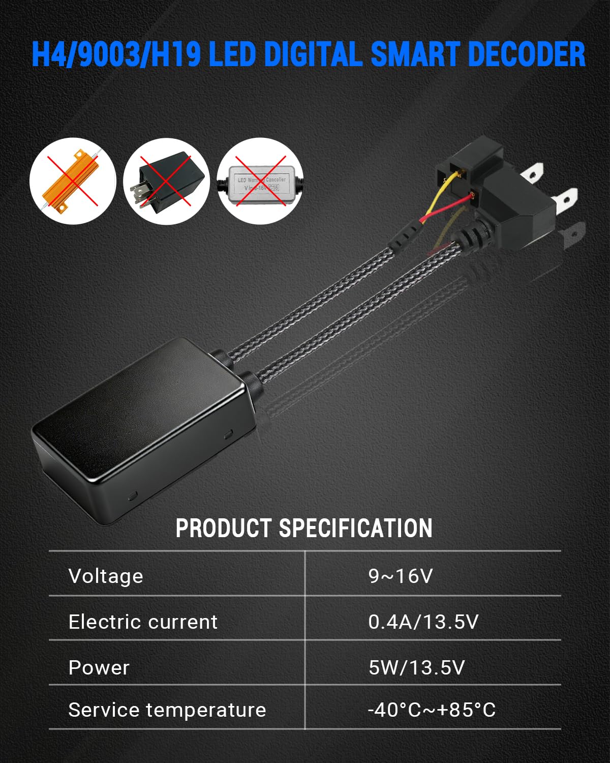 SUPAREE Resistenze Per H4 Decoder Canbus LED H4 Decodificatore Canbus LED Senza Errori Anti Sfarfallio 12V per Fari Auto IP67 Plug and Play 2 Pezzi