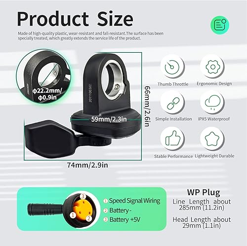 Miniatura 2 de Acelerador de pulgar E-Bike 108X-LR 3 pines hembra impermeable conector para bicicleta eléctrica BBS01 BBS02 BBS02B motor medio