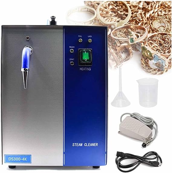 Jewelry Steam Cleaner Machine, Adjustable Machine High Pressure Steamer Stainless Steel 1300W for Gold & Gem Cleaning(4L,110V)