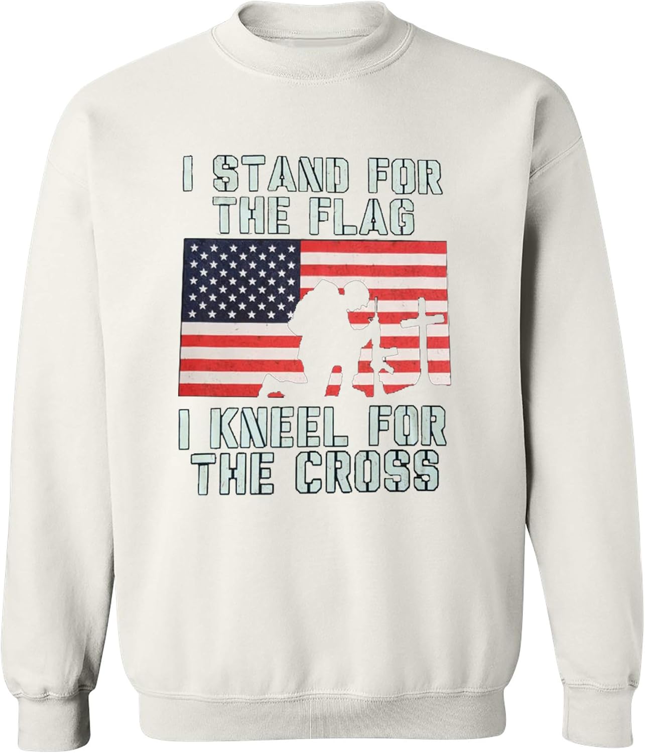 I Stand for The Flag I Kneel for The Cross Patriotic Military Sweatshirt Crewneck Sweater