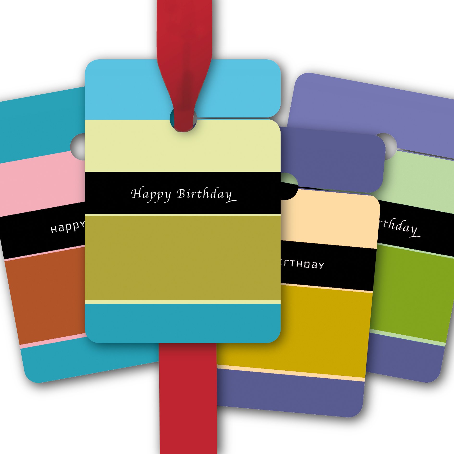 Geburtstags Geschenk Anhänger | Papieranhänger | Geschenk Karten (64Stk) zum Geburtstag im coolen Designer Look: Happy Birthday