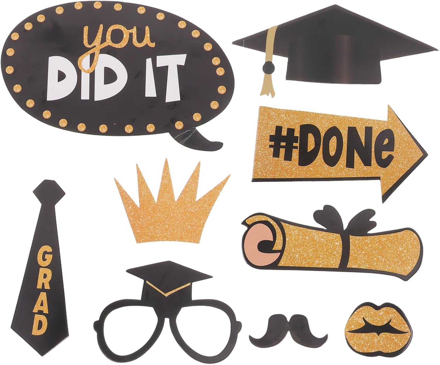 Cabilock Graduation Photo Booth Props Party Supplies Decorations Selfie Props Easy to Assemble for Graduation Party Class