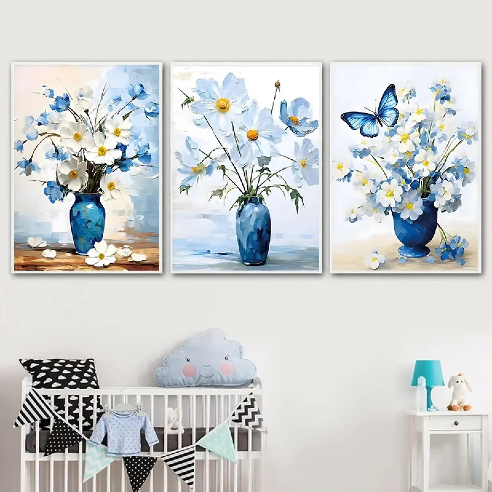 Affiche imprimée vase fleurs bleues pour décoration murale moderne - 8