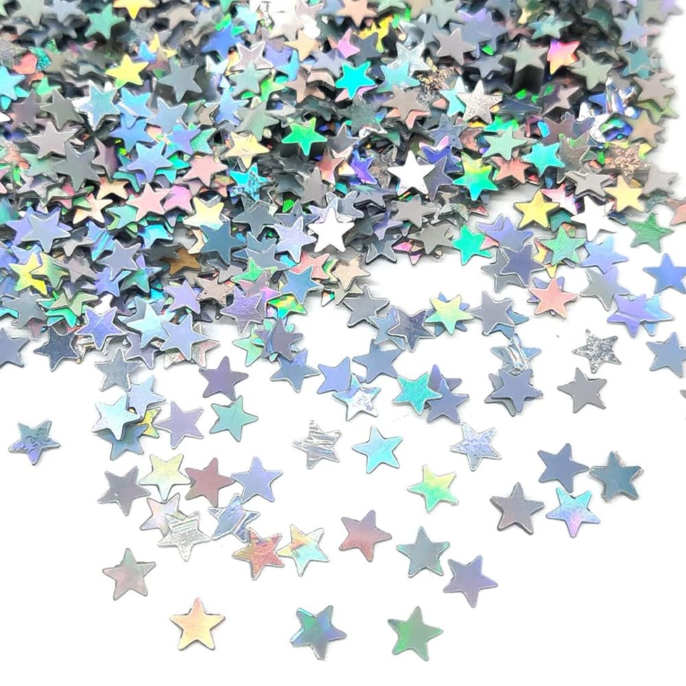 FONGKNOX Konfetti z cekinami gwiazdowymi 30 g, mieszane konfetti, 10 mm, dekoracja sto?u, posypka, metaliczne b?yszcz?ce foliowe konfetti na wesele, imprez?, baby shower, festiwal, dekoracja DIY