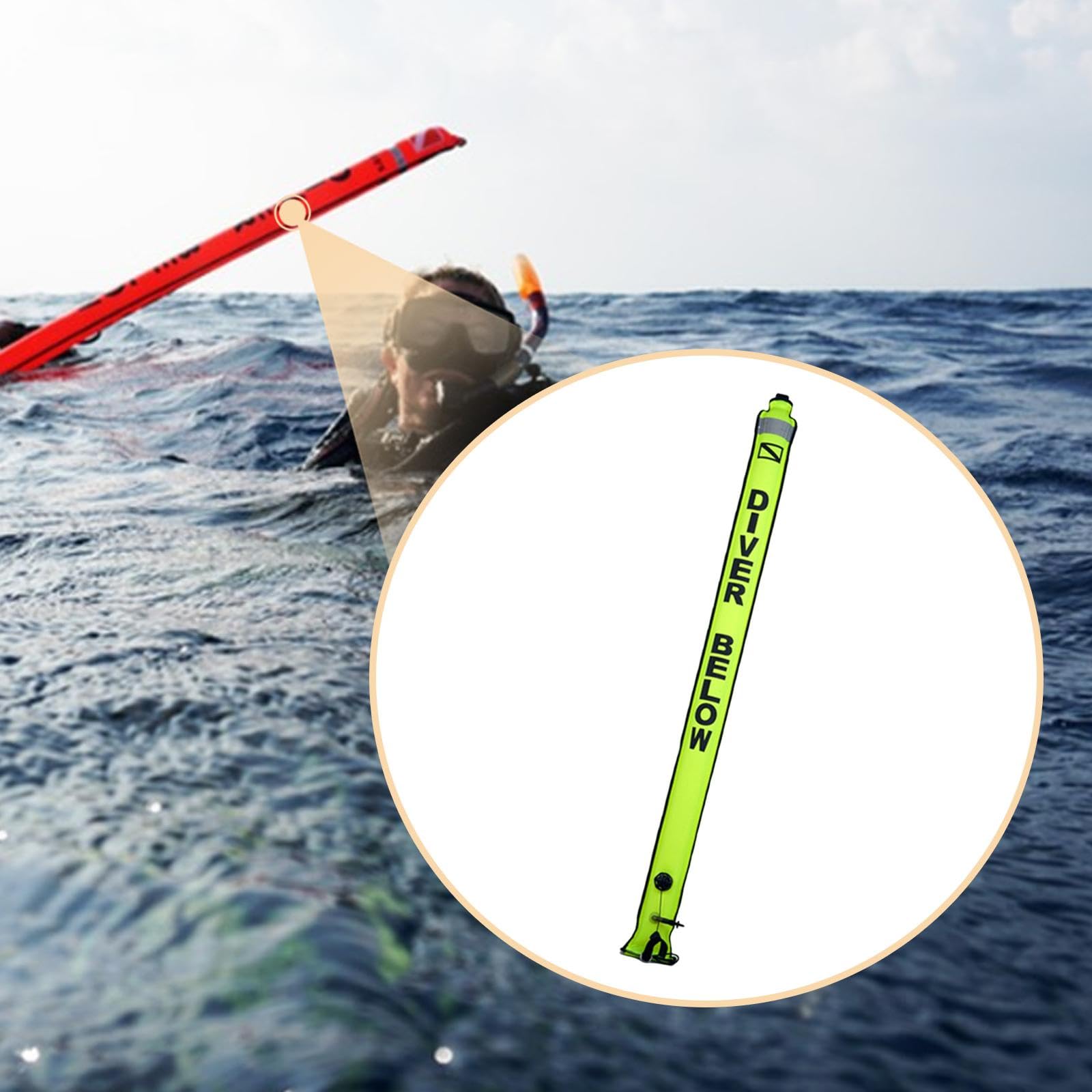 Bouée de Plongée Parachute de Palier Marqueur Flottant Tube de Sécurité Très Visible avec Bandes Réfléchissantes Adaptée pour La Plongée sous-Marine E
