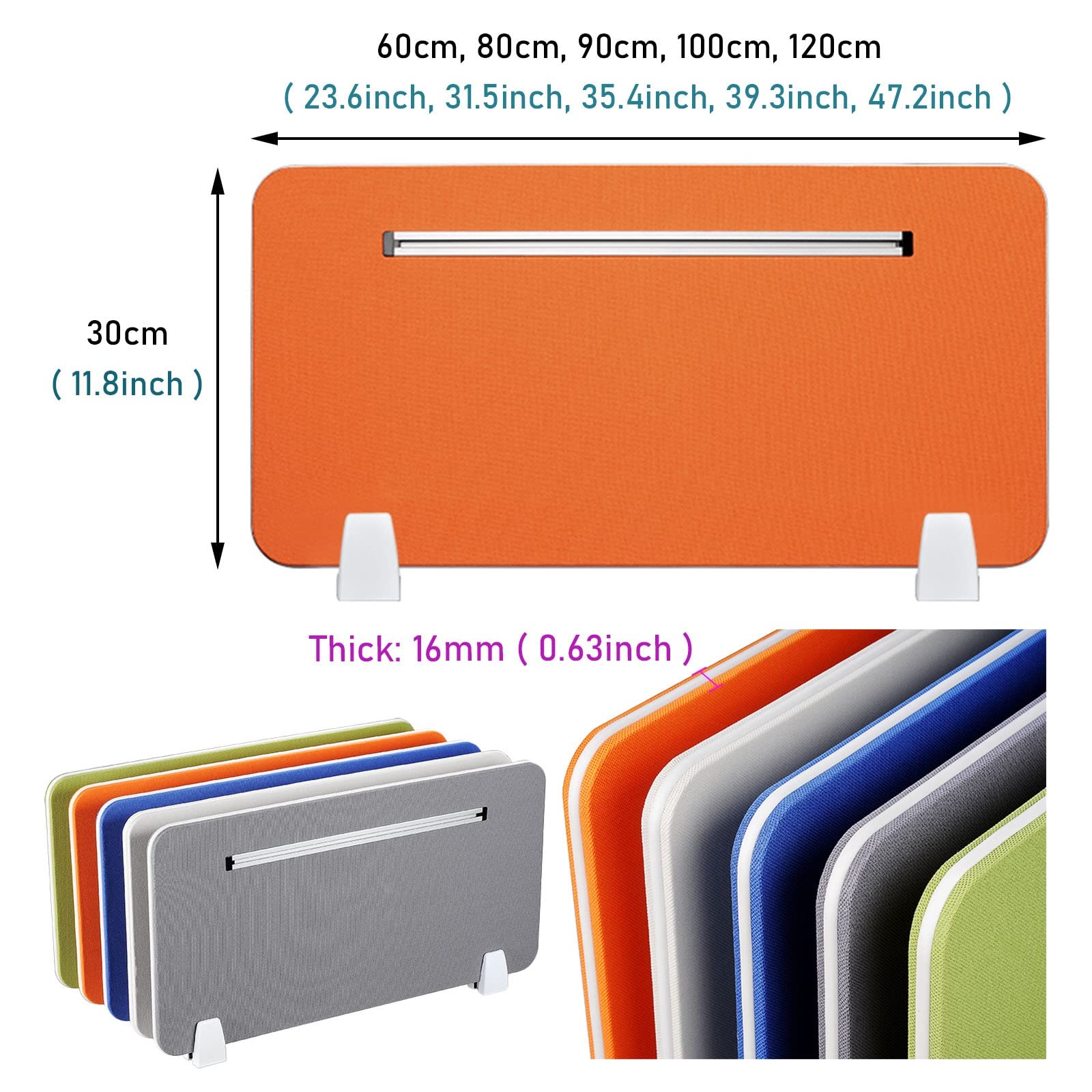 Akustik-Schreibtisch-Trennwand – schallabsorbierende Büro-Trennwand, Tischmontage, Sichtschutz für Kabine, 30 cm hoch, ideal zum Blockieren von Lärm und zur Verbesserung des Fokus, Orange, 4 Stück