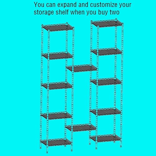 Miniatura 5 de REGILLER Estantería de alambre de acero con 6 estantes, unidad de almacenamiento ajustable para lavandería, baño, cocina, despensa, armario (Negro,