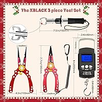 Vista 5 de XBLACK Kit de herramientas de pesca, alicates de pesca, pinza de pescado, báscula de pesca, herramientas de agarre de pescado, equipo de pesca
